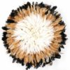 Juju Hat de plumes naturelles foncées, beiges et blanches au centre de taille M