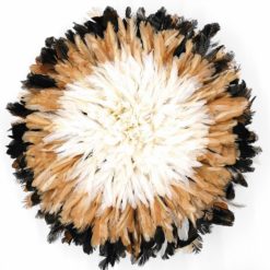 Juju Hat de plumes naturelles foncées, beiges et blanches au centre de taille M